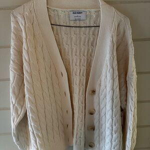 Old Navy Cream Cable Knit Button-Front Sweater Cardigan Sz S